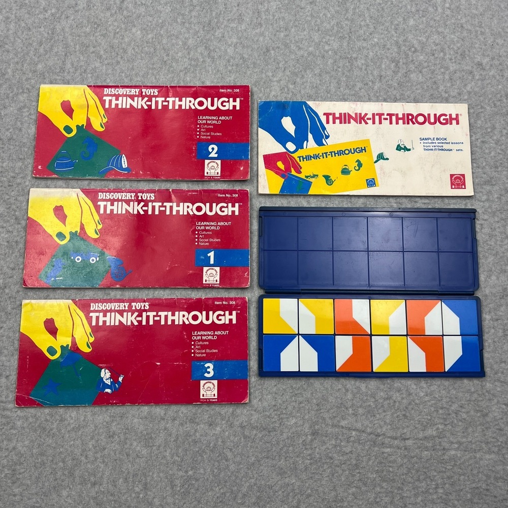 VTG Discovery Toys Think-It-Through Tiles 1989 Math Learning Game + Booklets